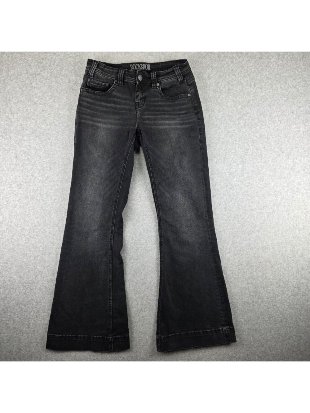 Rock & Roll Cowgirl Jeans Womens 8 Bell Bottom Flare Black Stretch Western